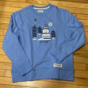 Life is Good Women’s Light Blue Snowman Graphic Sweatshirt
